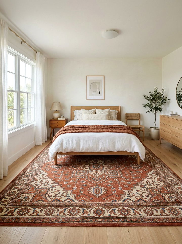 Terracotta area rug - 30 terracotta bedroom ideas