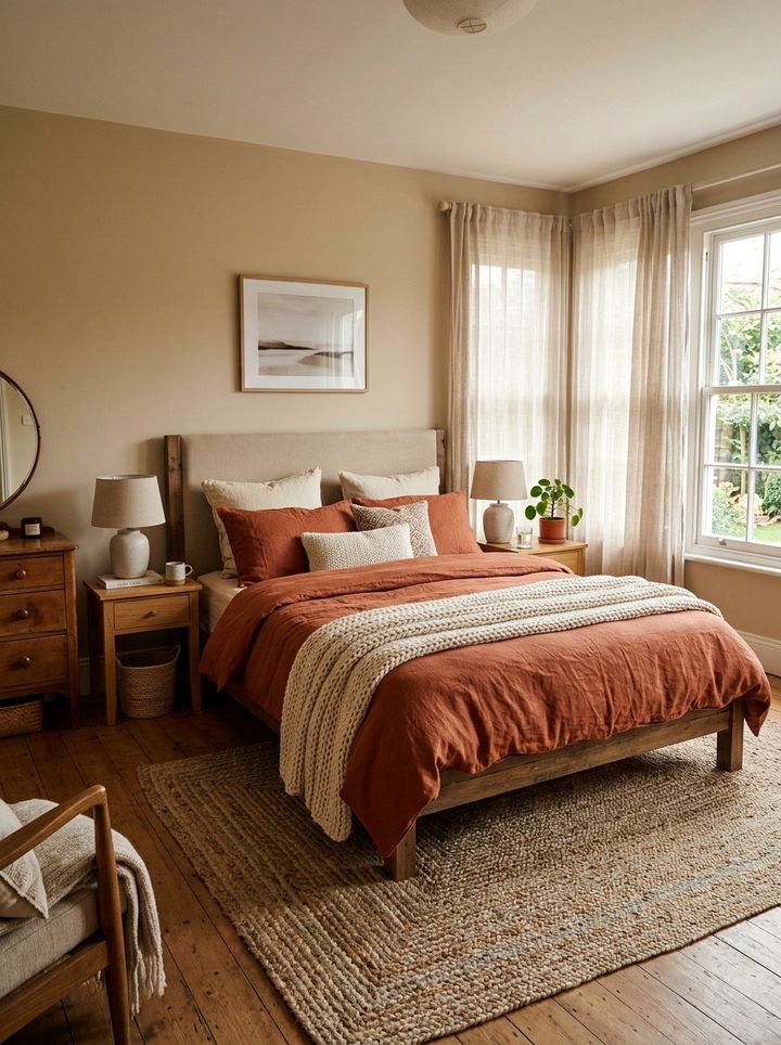 Terracotta bedding set - 30 terracotta bedroom ideas