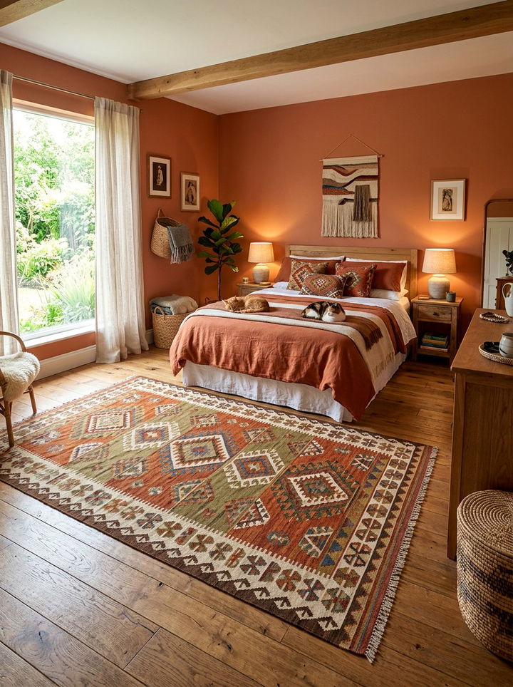 Terracotta bedroom floor rugs - 30 bedroom terracotta walls
