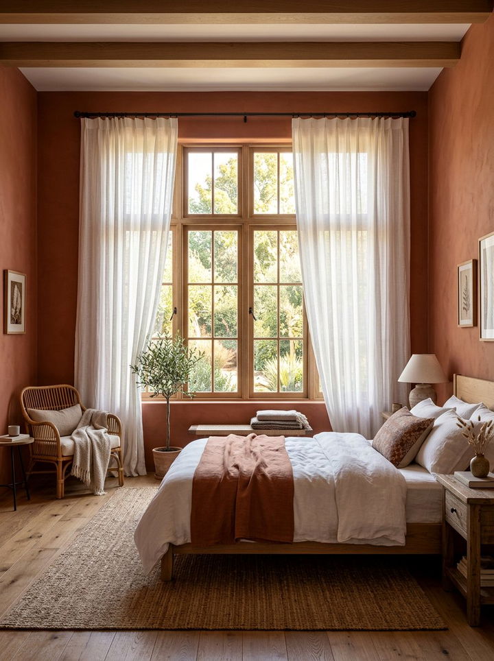 Terracotta bedroom window treatments - 30 bedroom terracotta walls