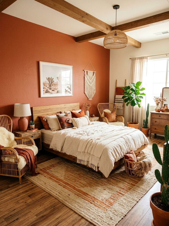 Terracotta boho bedroom - 30 boho bedroom color ideas
