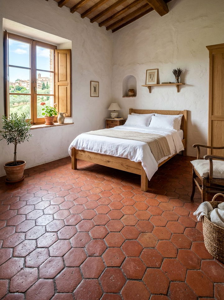 Terracotta floor tiles - 30 Italian bedroom ideas