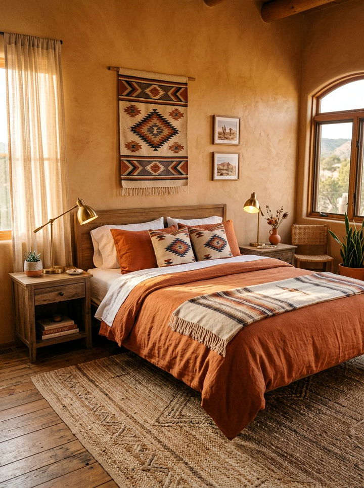 Terracotta linen duvet cover - 30 bedroom linen bedding ideas