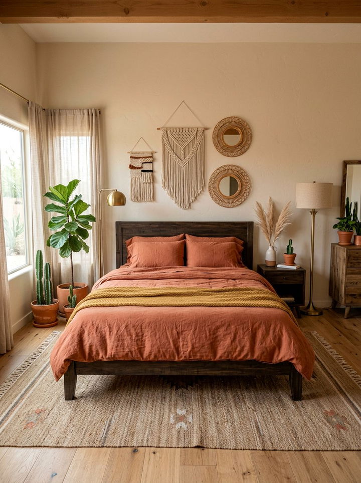 Terracotta linen sheets - 30 linen bedroom ideas