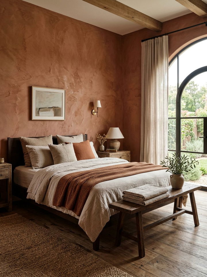 Terracotta plaster bedroom finish - 30 bedroom terracotta walls