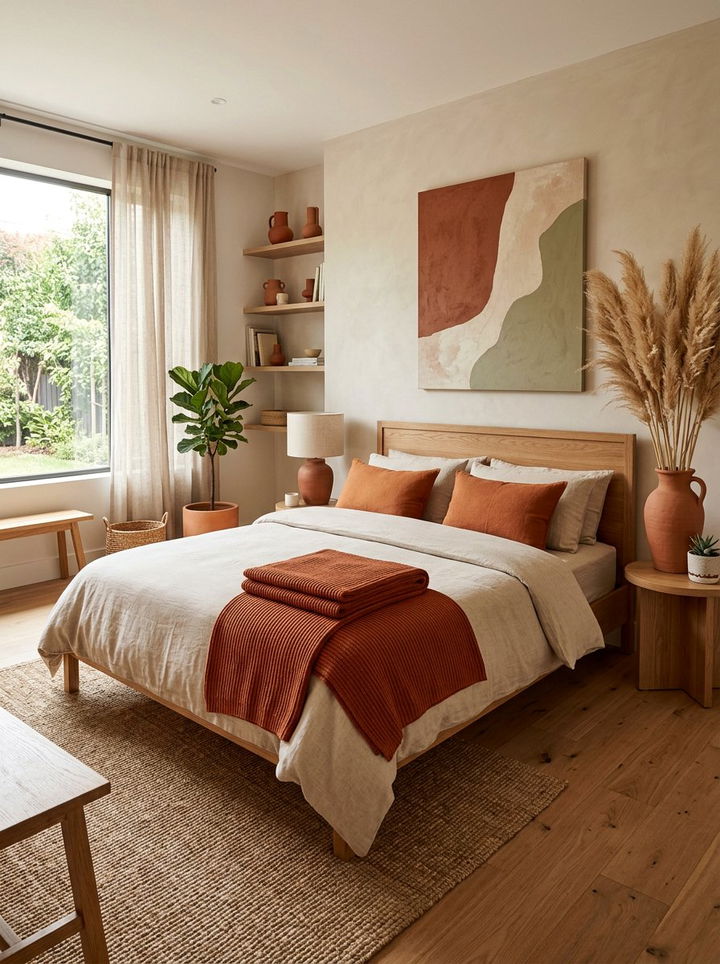 Terracotta ribbed cotton throw - 30 bedroom cotton blankets