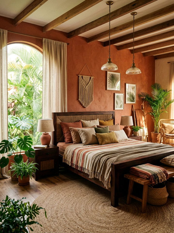 Terracotta tropical bedroom - 30 tropical bedroom color ideas