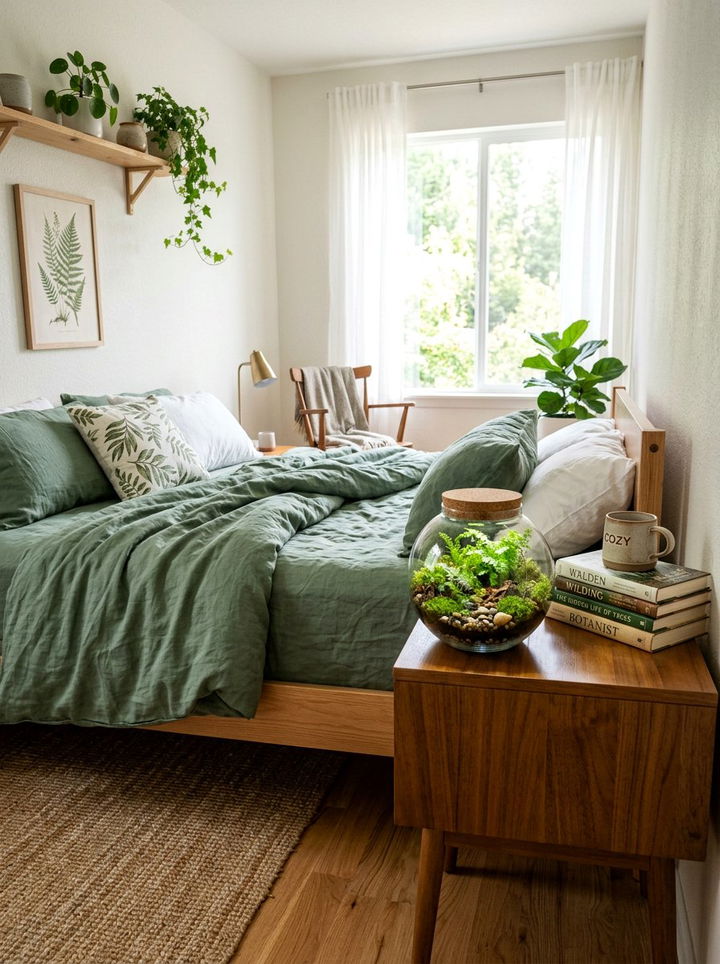 Terrarium Bedside Decor - 30 woodland bedroom ideas