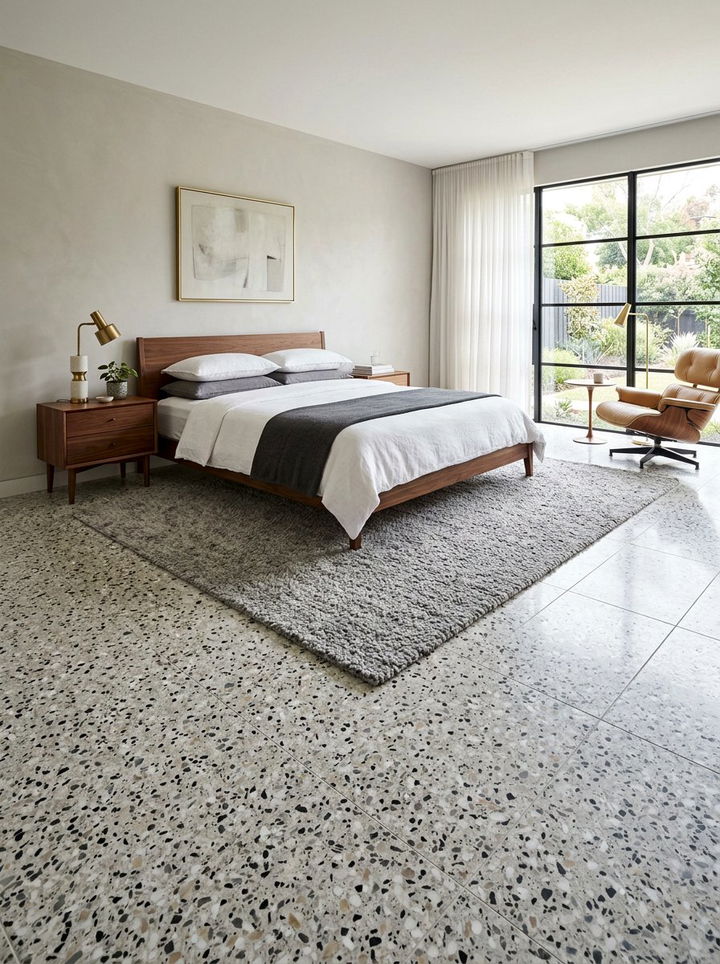 Terrazzo Flooring Details - 30 mid-century modern bedroom ideas