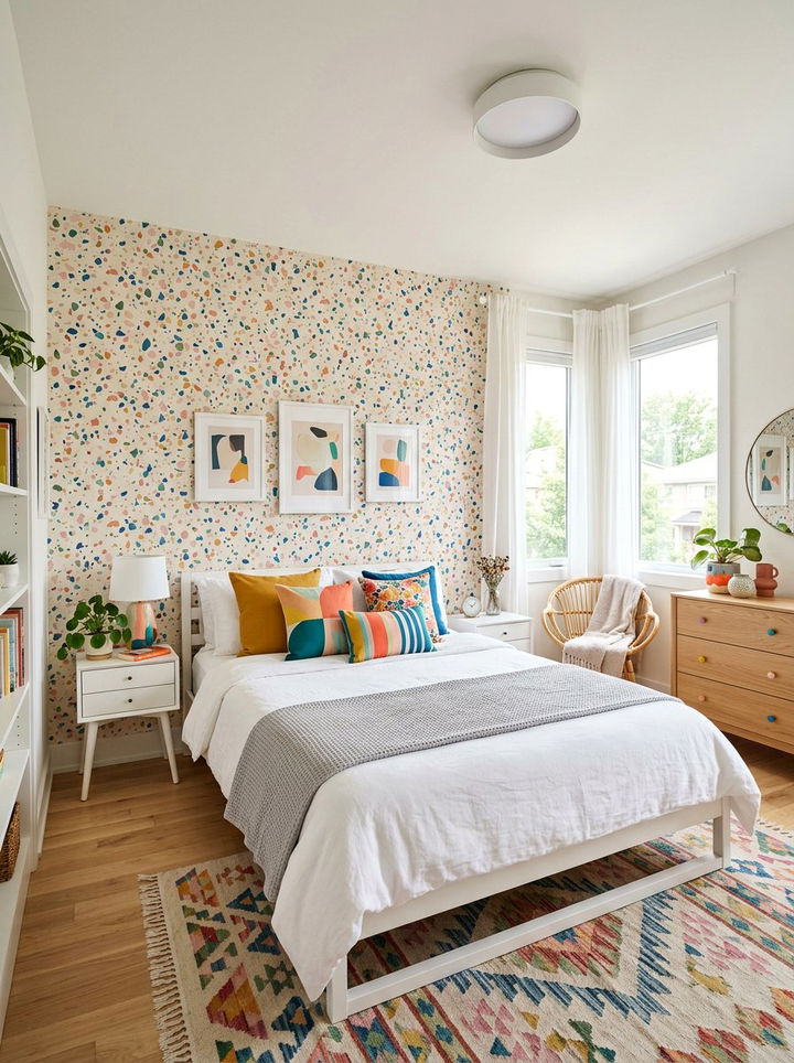 Terrazzo Print Wallpaper - 30 bedroom accent wall wallpapers