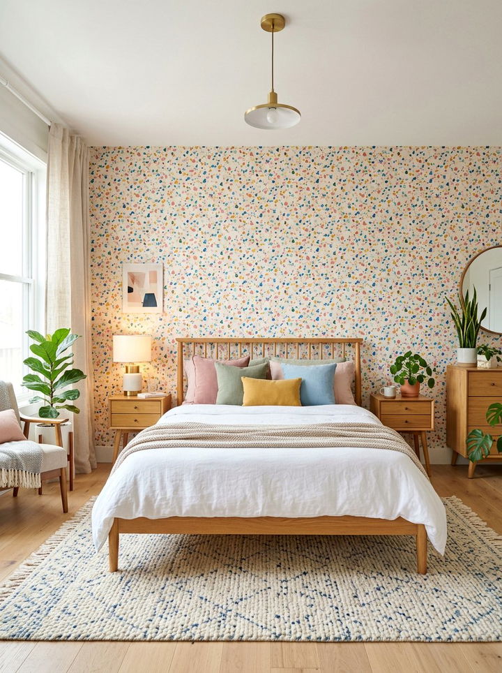 Terrazzo pattern wall - 30 bedroom feature wall ideas