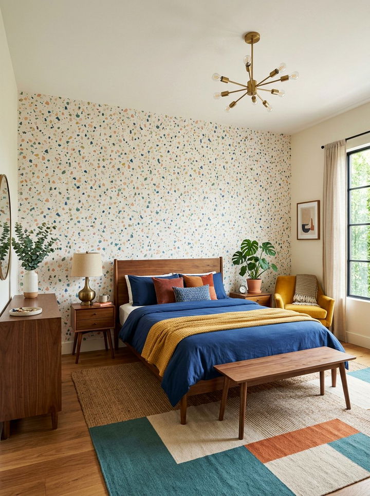 Terrazzo print bedroom wallpaper - 30 bedroom wallpaper ideas