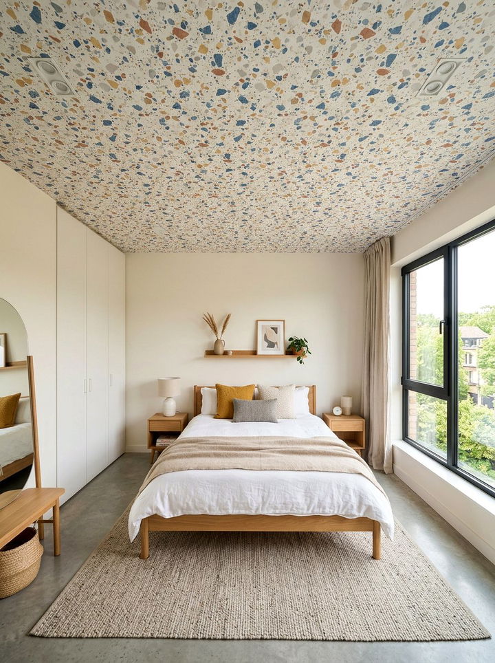 Terrazzo print ceiling wallpaper - 30 bedroom ceiling wallpapers
