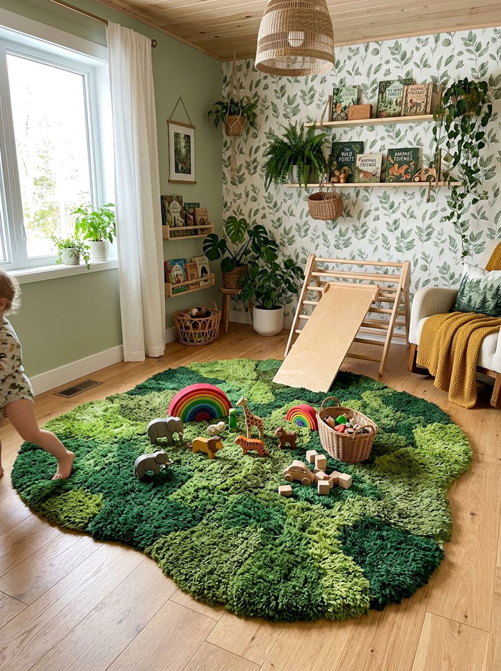 Texture Moss Rug - 30 dinosaur bedroom ideas