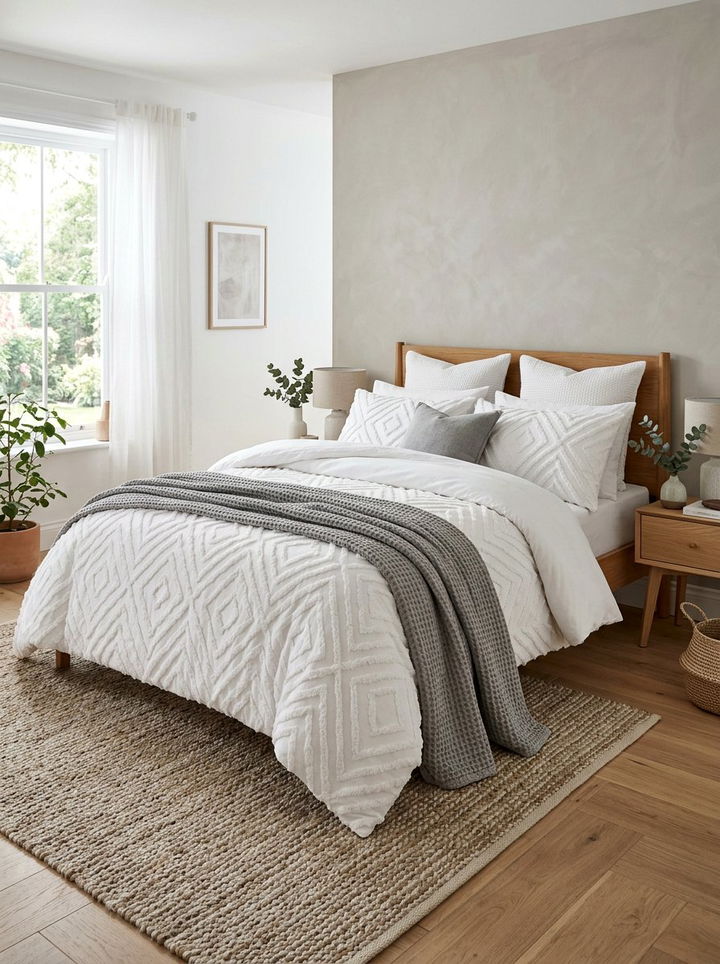 Textured Bedding Set - 30 first apartment bedroom ideas