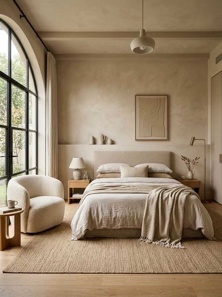 Textured Beige Bedroom - 30 minimalist beige bedroom ideas