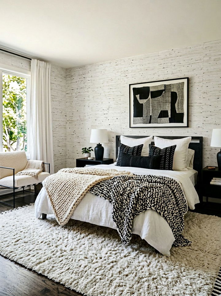 Textured Black And White Bedroom - 30 black and white bedroom ideas