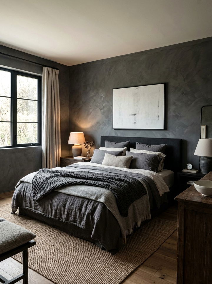 Textured Charcoal Bedroom Walls - 30 bedroom charcoal walls
