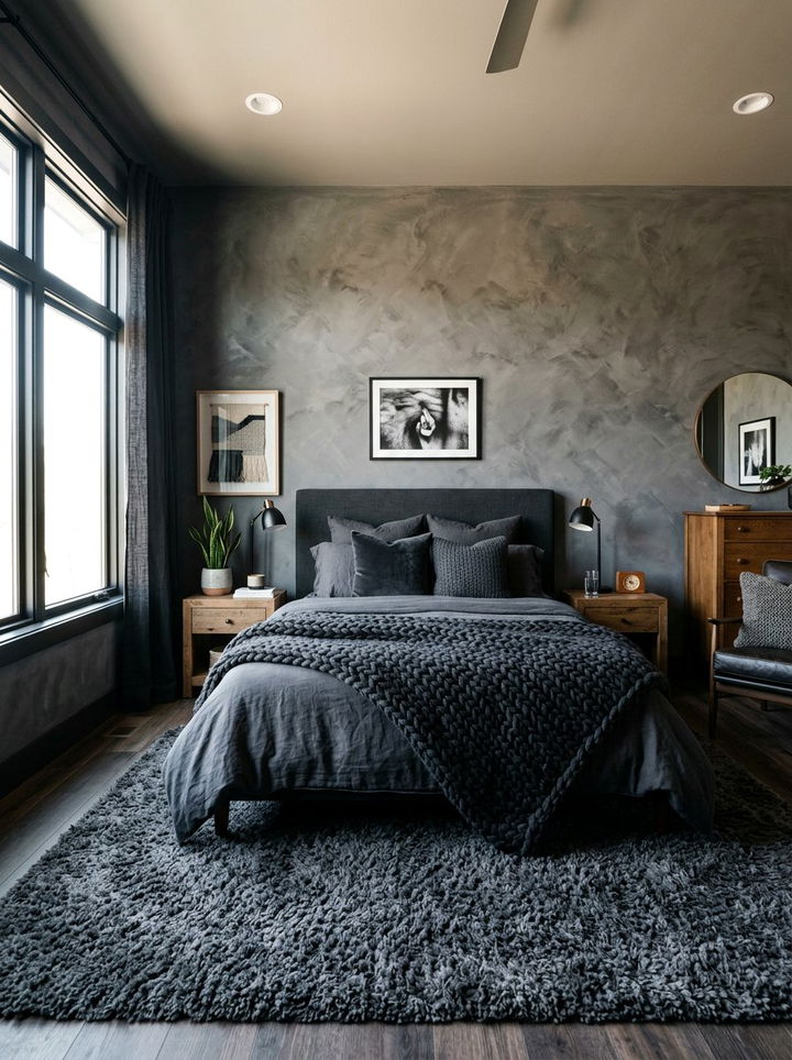 Textured Charcoal Bedroom - 30 dark neutral bedroom ideas