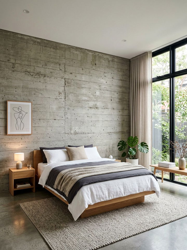 Textured Concrete Bedroom Wall - 30 polished concrete bedroom ideas