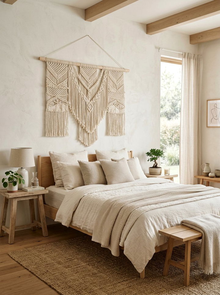 Textured Cotton Wall Hanging - 30 cotton bedroom ideas