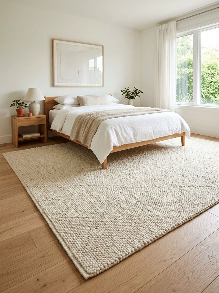 Textured Cream Area Rug - 30 scandinavian cream bedroom ideas