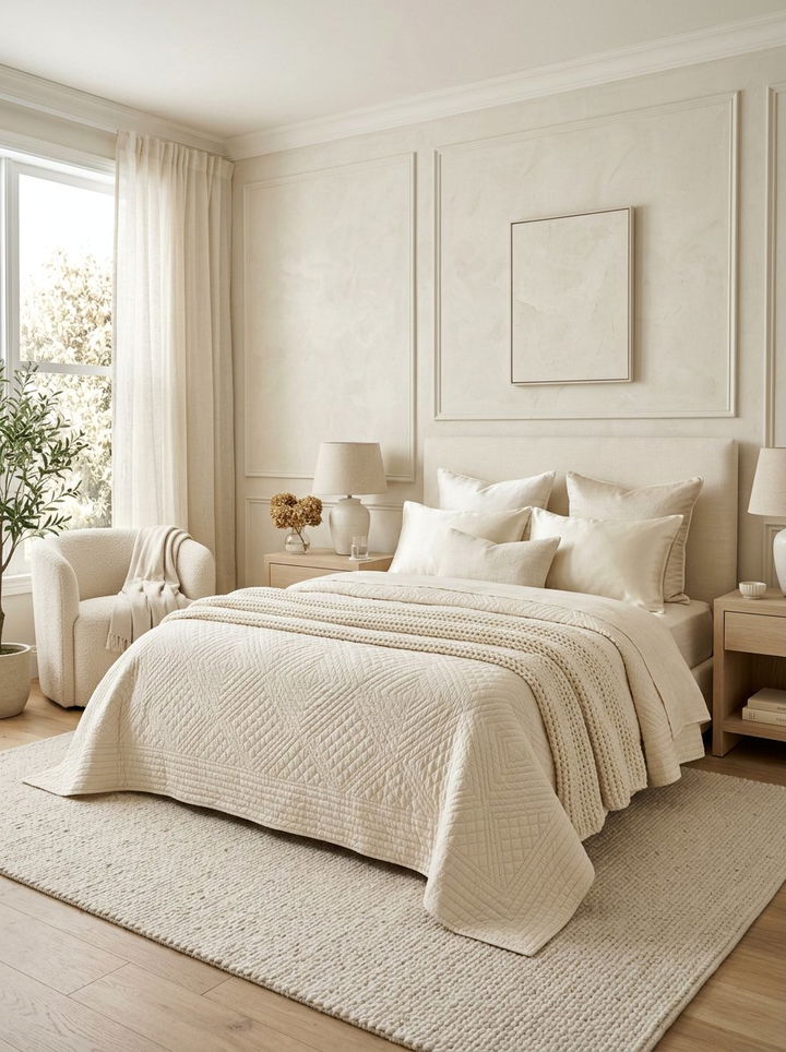 Textured Cream Quilt - 30 bedroom quilts