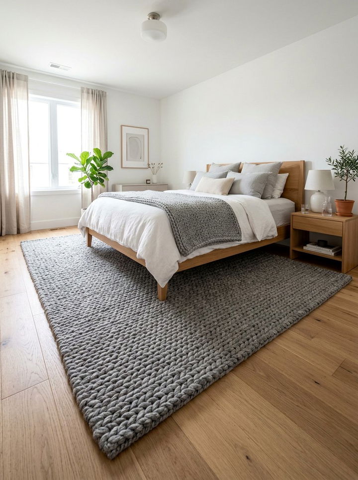Textured Gray Area Rug - 30 gray bedroom decor ideas