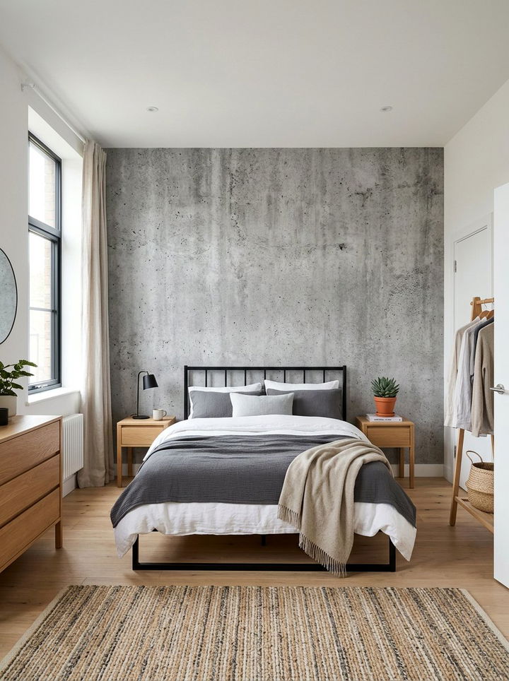 Textured Gray Wallpaper - 30 industrial gray bedroom ideas