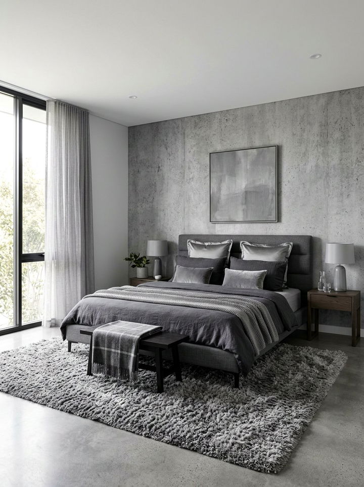 Textured Grey Bedroom - 30 monochrome bedroom ideas