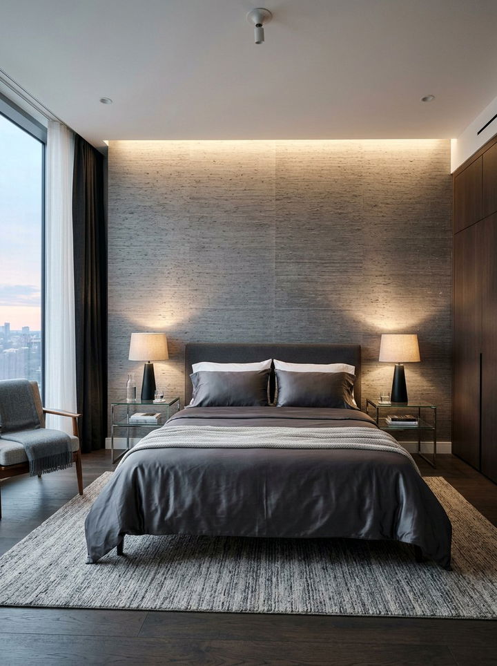 Textured Grey Wallpaper Bedroom - 30 modern grey bedroom ideas