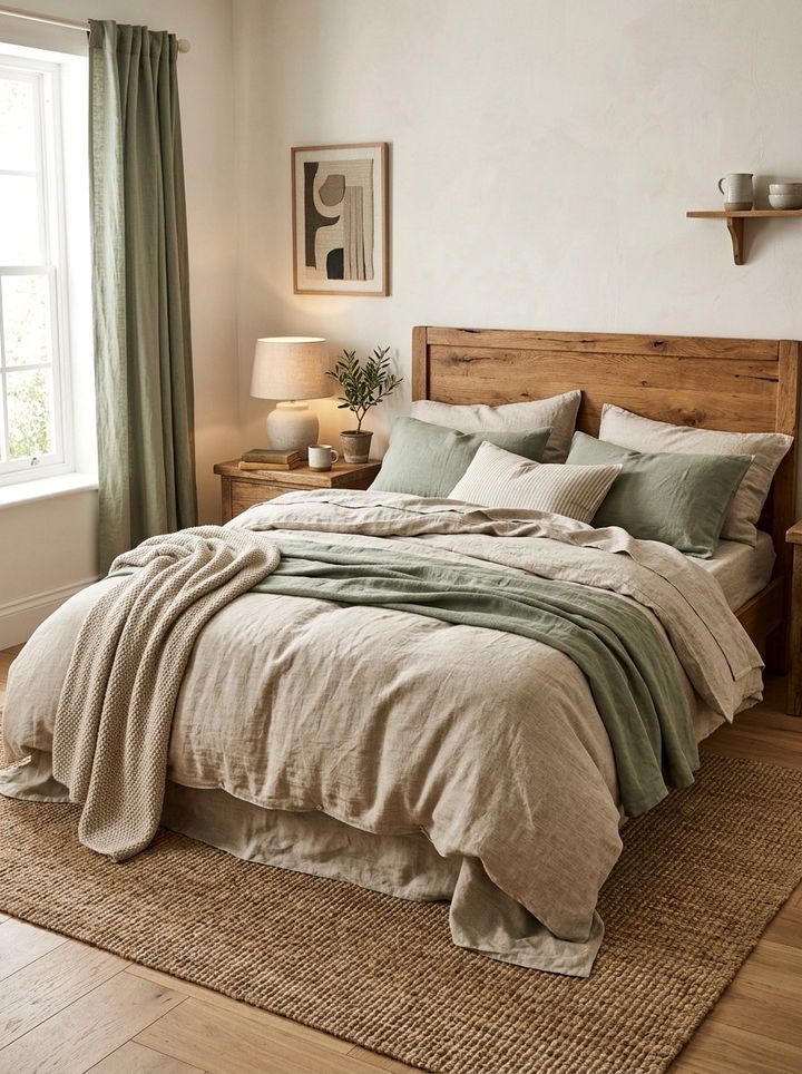 Textured Linen Bedding - 30 character home bedroom ideas