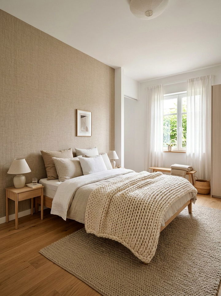 Textured Linen Wallpaper - 30 bedroom accent wall wallpapers