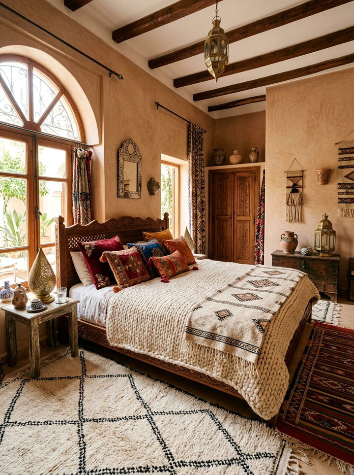 Textured Moroccan bedroom - 30 Moroccan bedroom ideas