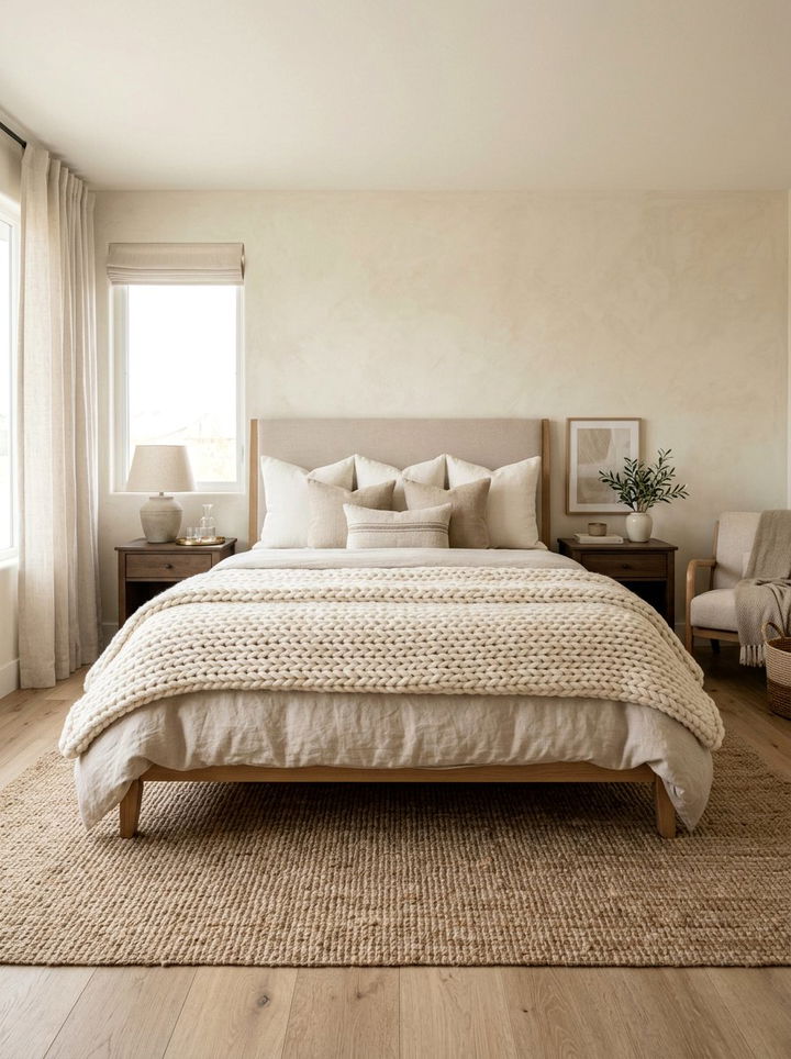 Textured Neutral Bedroom - 30 bedroom on a budget ideas