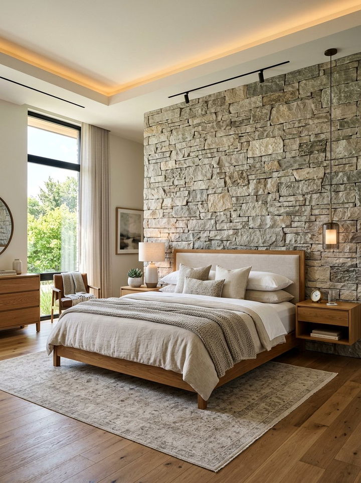 Textured Stone Walls - 30 Mediterranean bedroom ideas