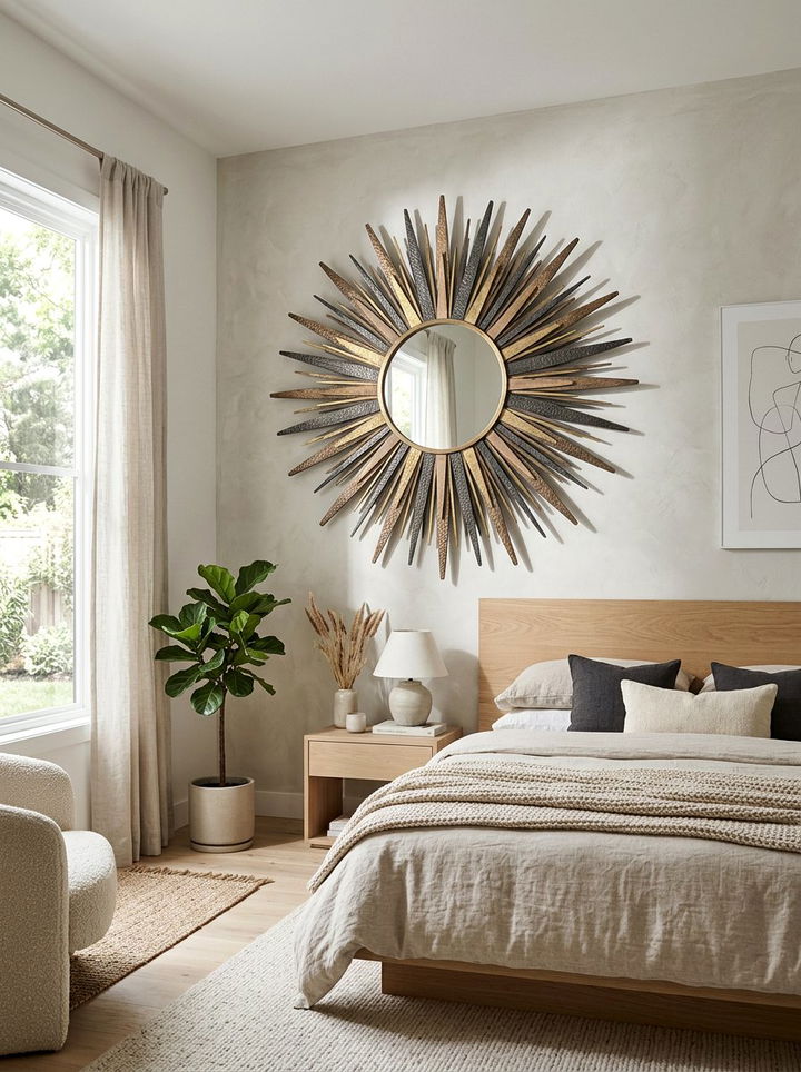 Textured Sunburst Mirror - 30 bedroom sunburst mirrors