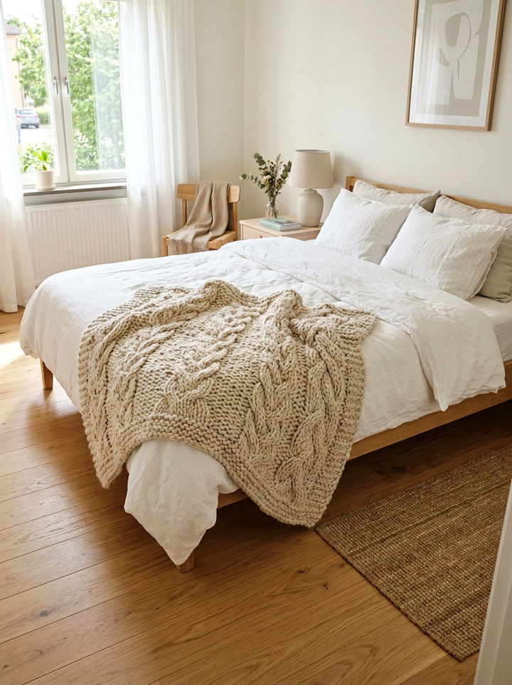 Textured Throw Blanket - 30 Swedish bedroom ideas