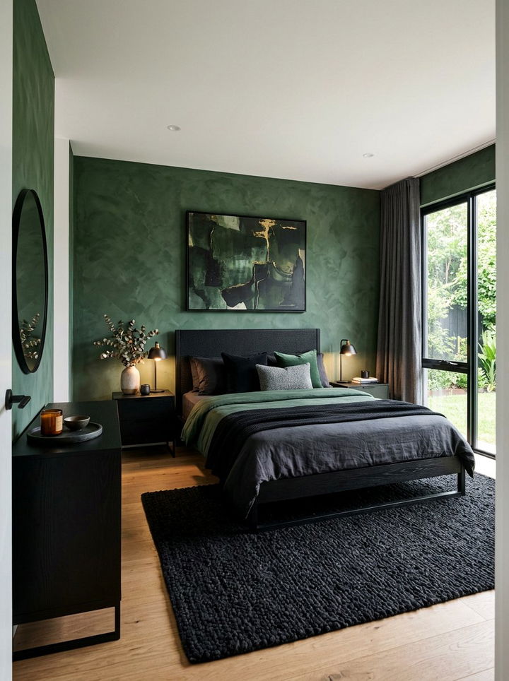 Textured Walls Green Black Bedroom - 30 forest green and black bedroom ideas