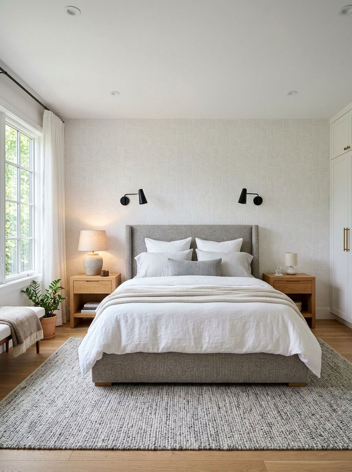 Textured White Bedroom Wallpaper - 30 warm white bedroom ideas