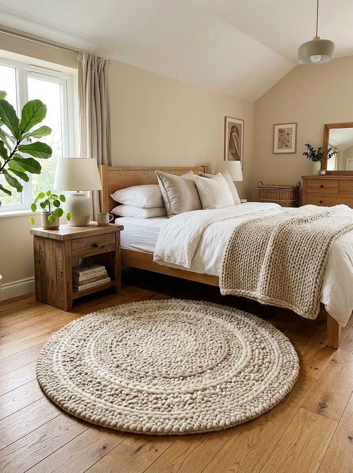 Textured Wool Round Rug - 30 bedroom round rugs