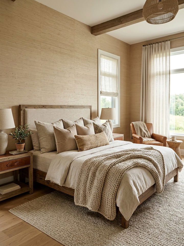 Textured beige bedroom - 30 all beige bedroom ideas