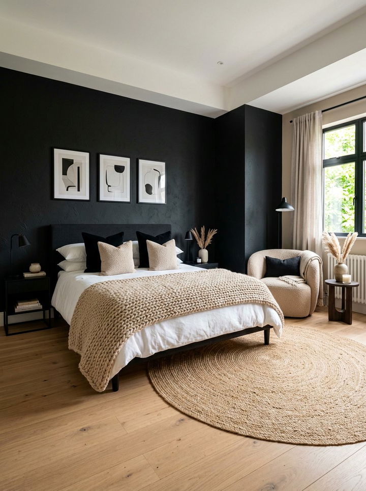 Textured black and beige bedroom - 30 black and beige bedroom color combo