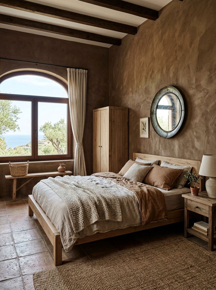 Textured brown plaster - 30 brown bedroom ideas