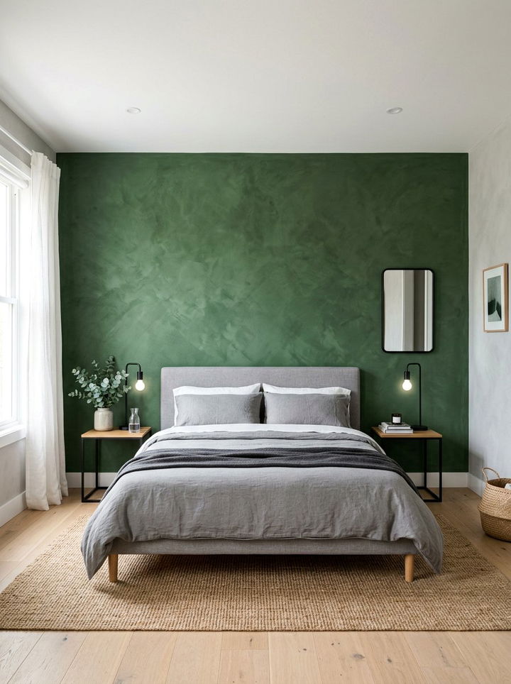 Textured forest green accent wall - 30 forest green accent wall bedroom