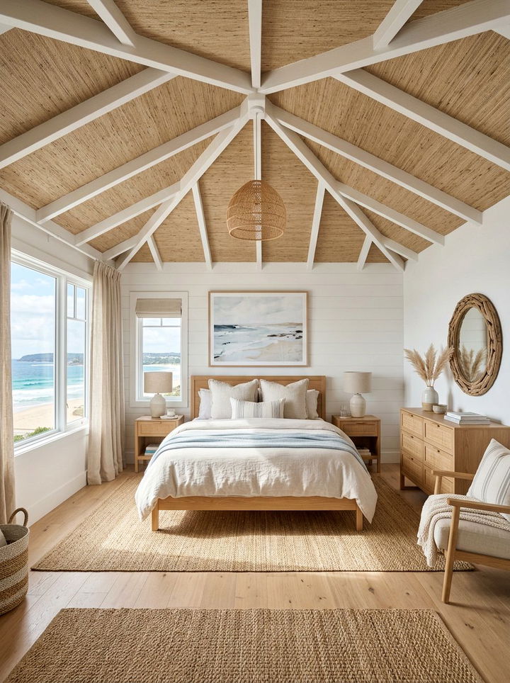 Textured grasscloth ceiling wallpaper - 30 bedroom ceiling wallpapers