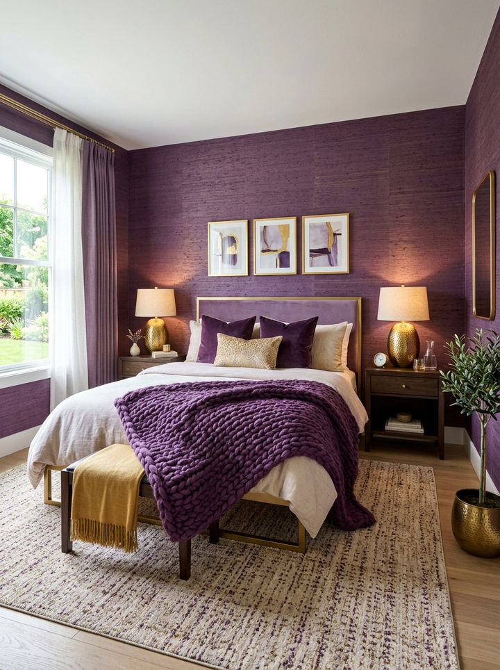 Textured purple gold bedroom - 30 purple and gold bedroom color combo