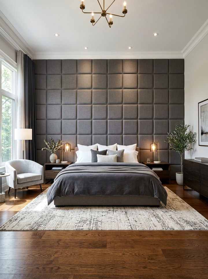 Textured quilted wall - 30 quilted bedroom ideas
