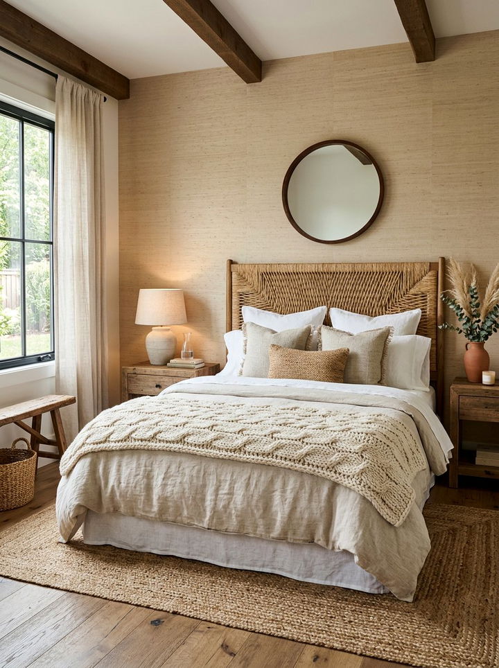 Textured rustic bedroom - 30 rustic beige bedroom ideas