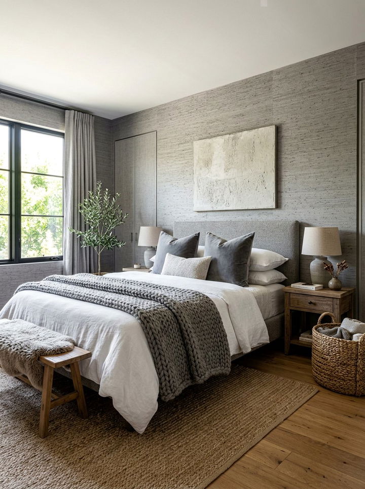 Textured stone gray bedroom - 30 stone gray bedroom ideas